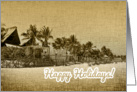 Happy Holidays Retro Tropical Beach and Palm Trees card