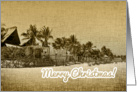 Merry Christmas Retro Tropical Beach and Palm Trees card