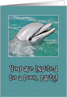 Pool Party Dolphin Swimming in Water card