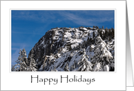 Happy Holidays Snow Covered Mountain and Trees card