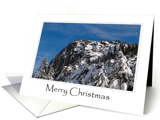 Merry Christmas Snow Covered Mountain and Trees card (861040)