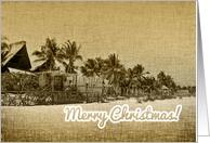 Merry Christmas Retro Tropical Beach and Palm Trees card