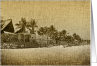 Retro Tropical Beach and Palm Trees Blank Note card