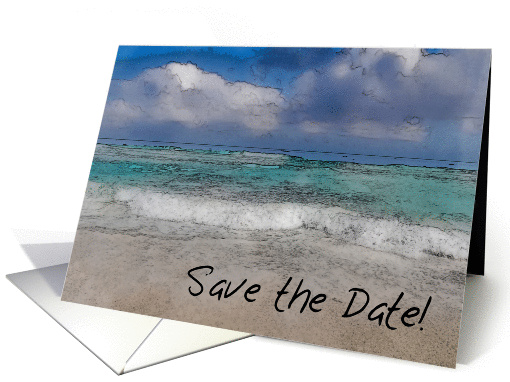 Save the Date Tropical Beach and Clouds card (866688)