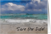 Save the Date Tropical Beach and Clouds card