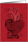 Happy Valentine’s Day Etched Look Red Love Heart and Roses card