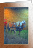 Two Horse Team Pulling Cart Friendship Card