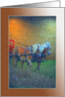 Two Horse Team Pulling Cart Friendship Card