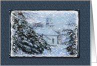 Winter Church Snow Storm Blank Note Card