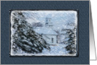 Winter Church Snow Storm Blank Note Card