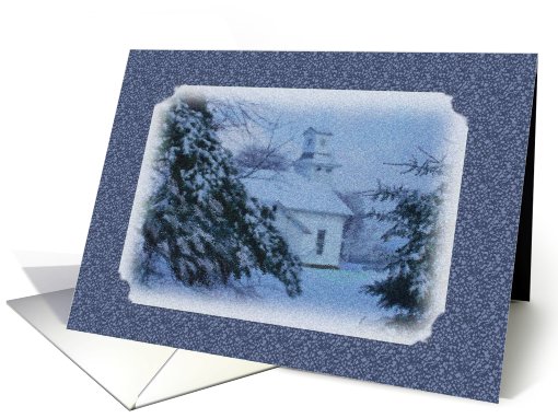 Winter Church Blue Christmas card (704628)