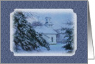 Winter Church Blue Christmas Card