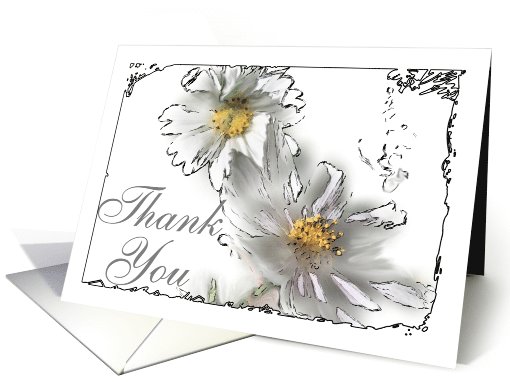 White And Yellow Flower Thank You card (710524)
