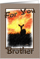 Silhouette Of Deer Watching Sun Set For You Brother On Your Birthday card