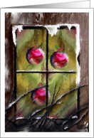 Merry Christmas Ornaments In Window Painting card