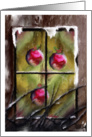 Merry Christmas Ornaments In Window Painting card