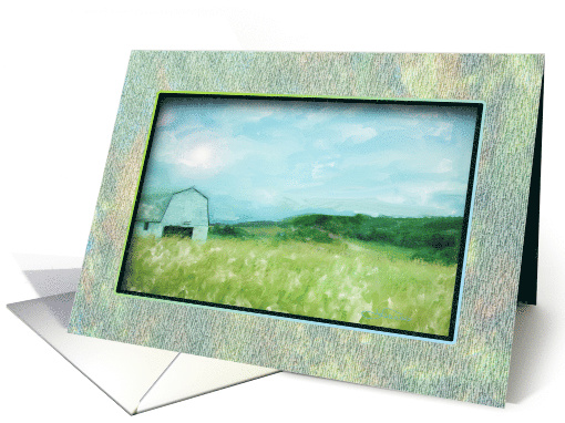 White Barn Landscape Painting Happy Birthday card (734138)