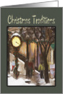 Main Street Clock And Window Shoppers Christmas Traditions card