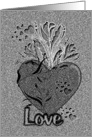 Etched Stone Look Love Heart and Roses I Love You card
