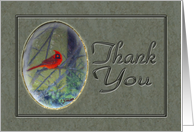Thank You For The Gift Red Bird On Tree Branch Digital Painting card