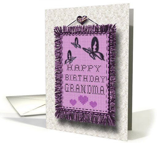 Happy Birthday Grandma Cross Stitch Linen Look card (774293)