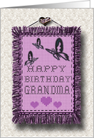 Happy Birthday Grandma Cross Stitch Linen Look card