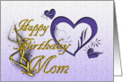 Happy Birthday Mom Purple Hearts card