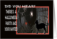 Halloween Party Invitation Black Cat And Spider card