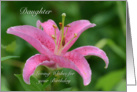 Daughter Birthday, Pink Tiger Lily card