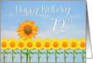 Happy 72nd Birthday, Sunflowers and sky card