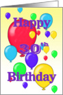 Happy 30th Birthday, Balloons card