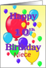 Happy 10th Birthday Niece, Balloons card