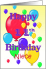 Happy 11th Birthday Niece, balloons card