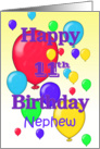 Happy 11th Birthday Nephew, balloons card