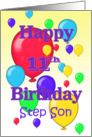 Happy 11th Birthday Step Son, balloons card