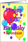 Happy 13th Birthday Grandson, balloons card