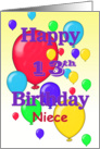 Happy 13th Birthday Niece, balloons card