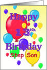 Happy 13th Birthday Step Son, balloons card