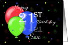 Happy 21st Birthday Son, Reflection, Balloons card