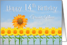 14th Birthday Great Niece, Sunflowers card
