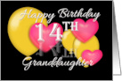 Granddaughter 14th Birthday Balloons and Hearts card