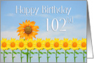Happy 102nd Birthday, Sunflowers and sky card