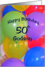 50th Birthday Godson, Balloons card