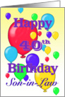 Happy 40th Birthday Son-in-Law, Balloons card