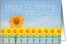 Sister-in-Law, Happy 75th Birthday, Sunflowers and sky card