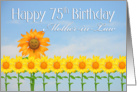 Mother-in-Law, Happy 75th Birthday, Sunflowers and sky card