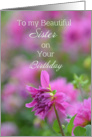 Beautiful Sister Birthday, Dahlia card