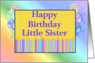 Little Sister Birthday, candles, balloons card