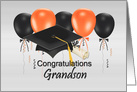 Graduation Congratulations for Grandson with Balloons and Grad Hat card