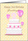 Granddaughter 2nd Birthday, pink cake and balloons card